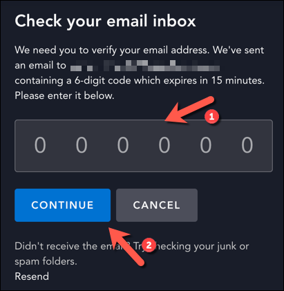 Поле для ввода шестизначного кода безопасности