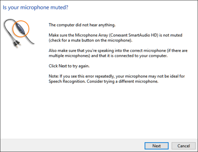 Ошибка распознавания входящего звука: микрофон не уловил голос