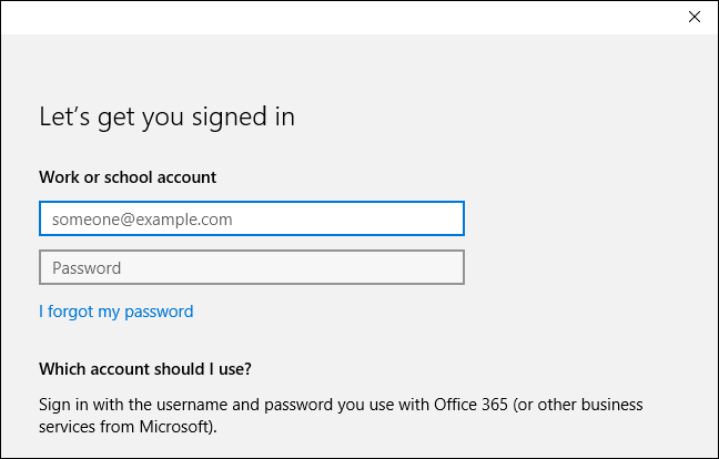 Ввод учётных данных рабочего аккаунта