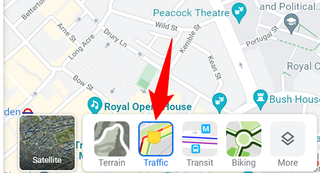 Нажмите слой «Дорожное движение».