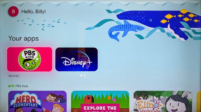 домашний экран детского профиля