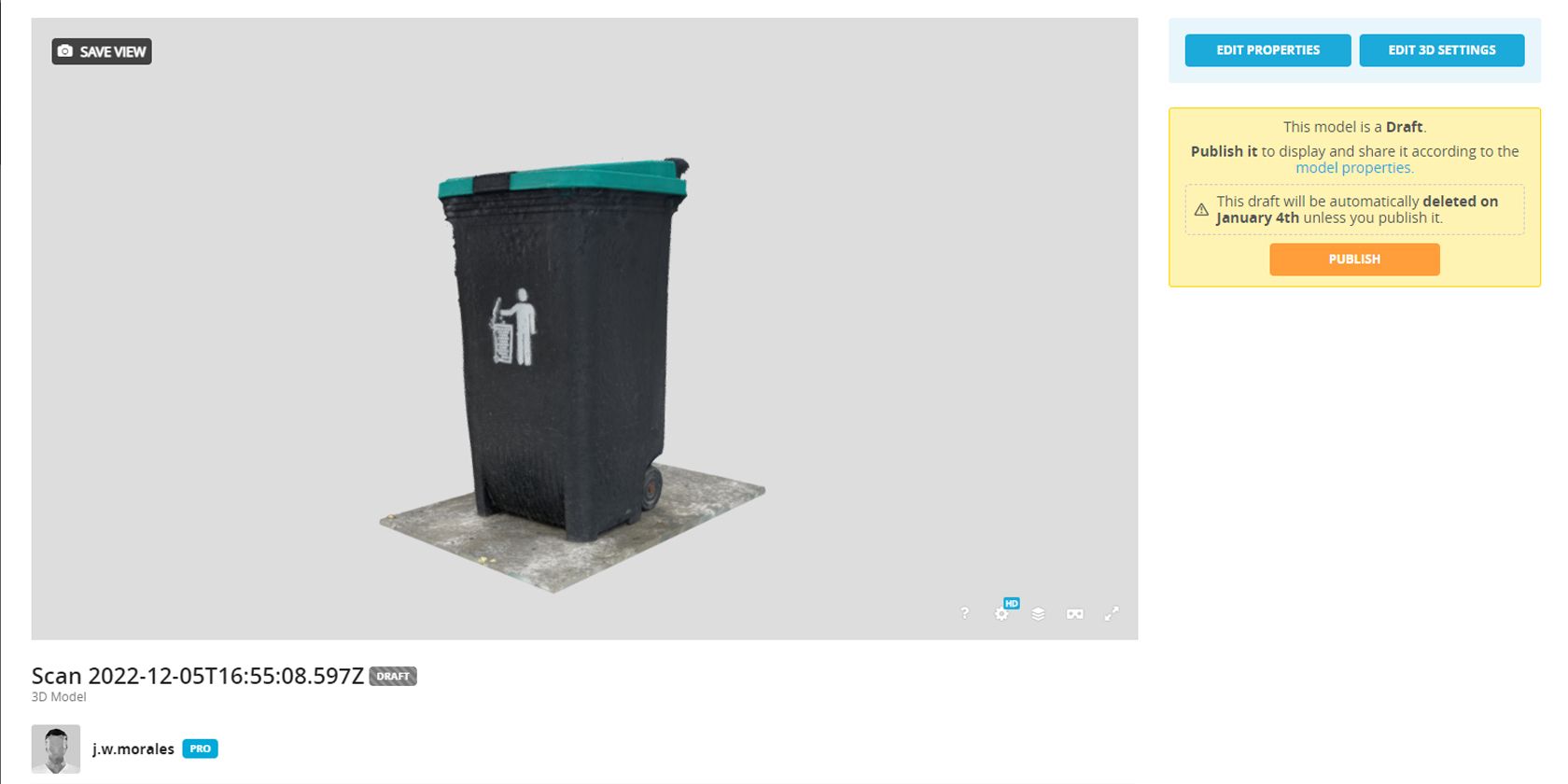 3D model created on RealityScan and published on SketchFab