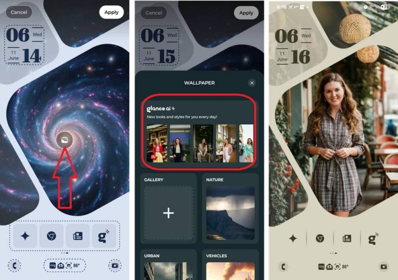 Добавление сгенерированного изображения Glance AI на экран блокировки.