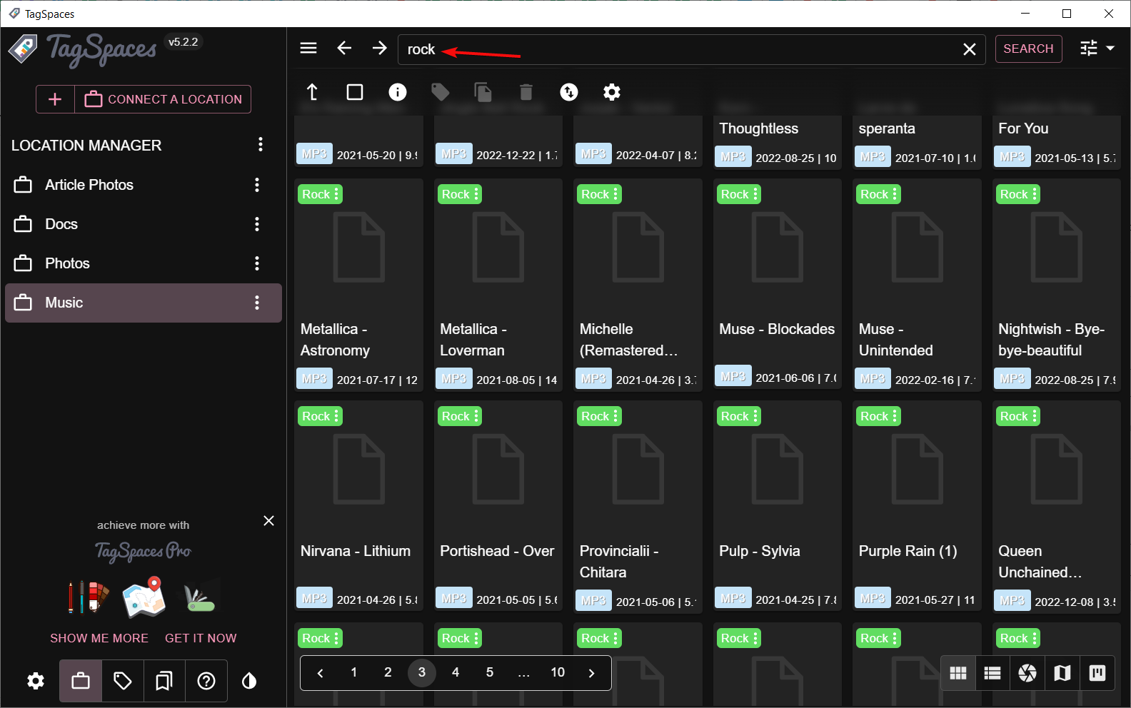 Результат поиска по тегу в TagSpaces
