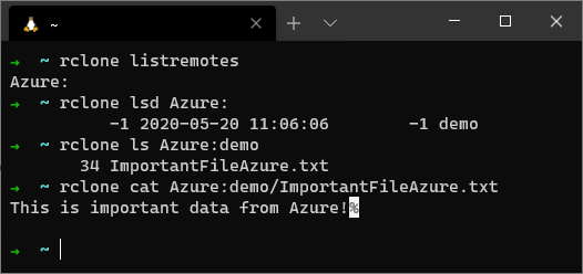 Список контейнеров Azure через rclone lsd