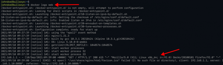 Просмотр логов Docker контейнера