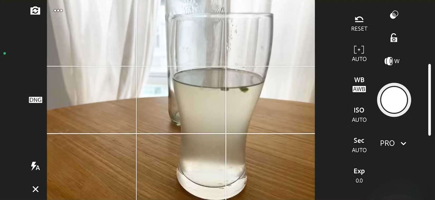 Интерфейс камеры Lightroom Mobile