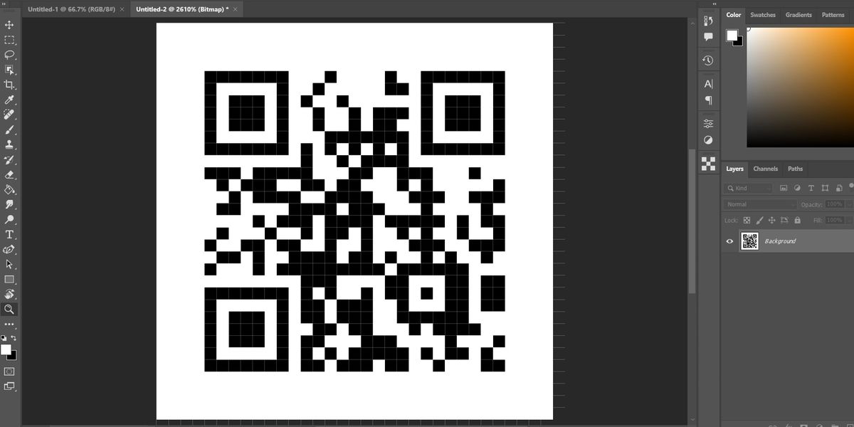 Сгенерированный QR‑код в Photoshop.