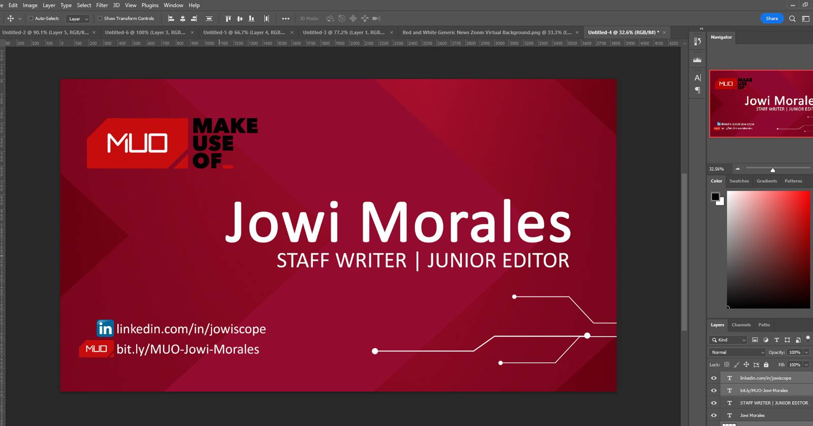 Создание цифровой визитки в Adobe Photoshop