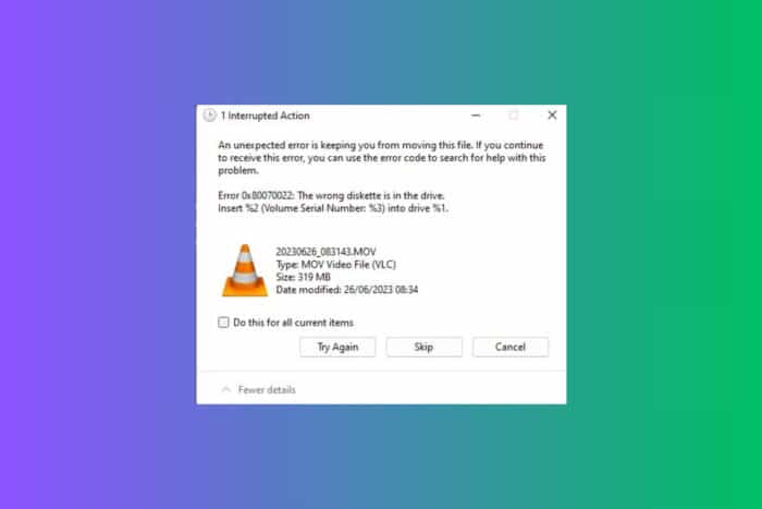 Как исправить ERROR_WRONG_DISK в Windows