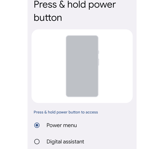 Нажмите Меню питания, чтобы отключить опцию Цифровой помощник