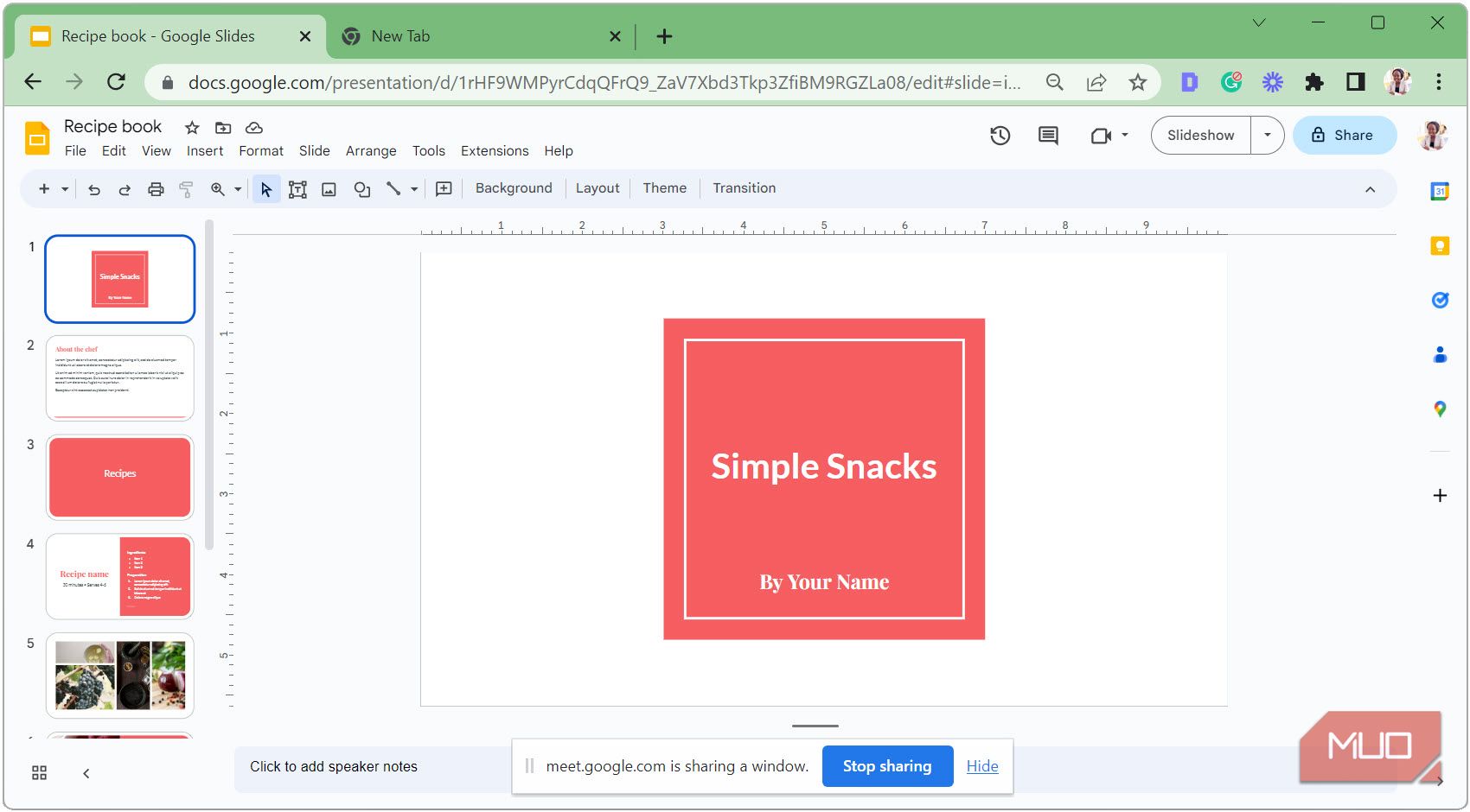 Минимизированное окно с презентацией и участниками встречи