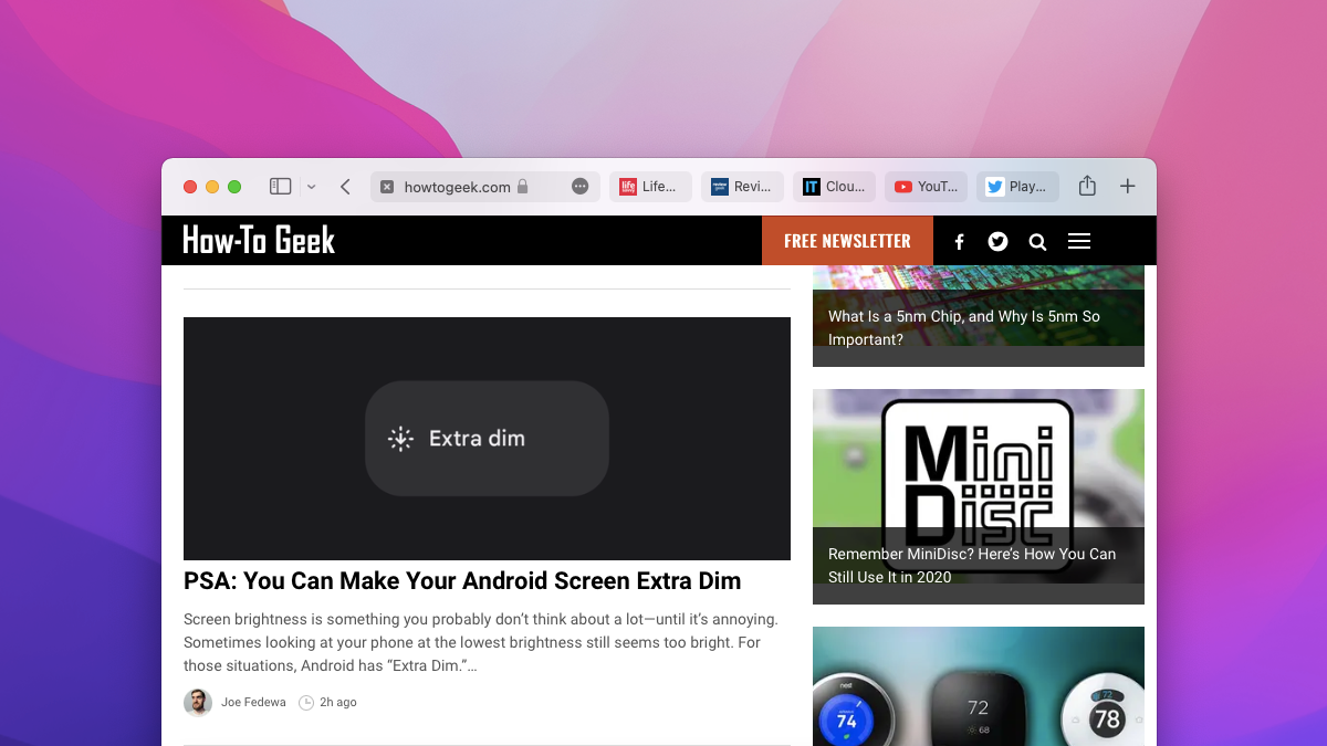 Компактные вкладки в Safari на Mac