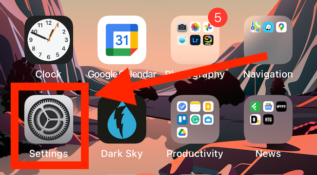 Откройте приложение «Настройки» на iPhone