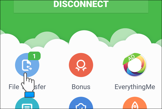 Уведомление о передаче файлов в приложении AirDroid