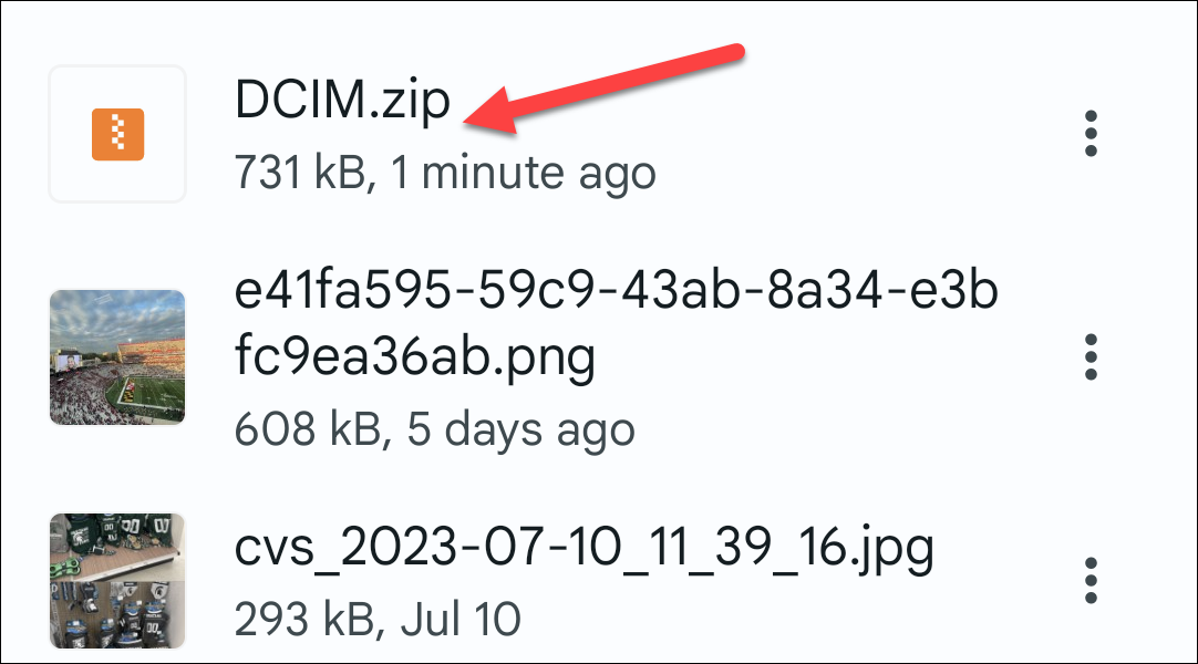 Выберите ZIP-файл для извлечения.