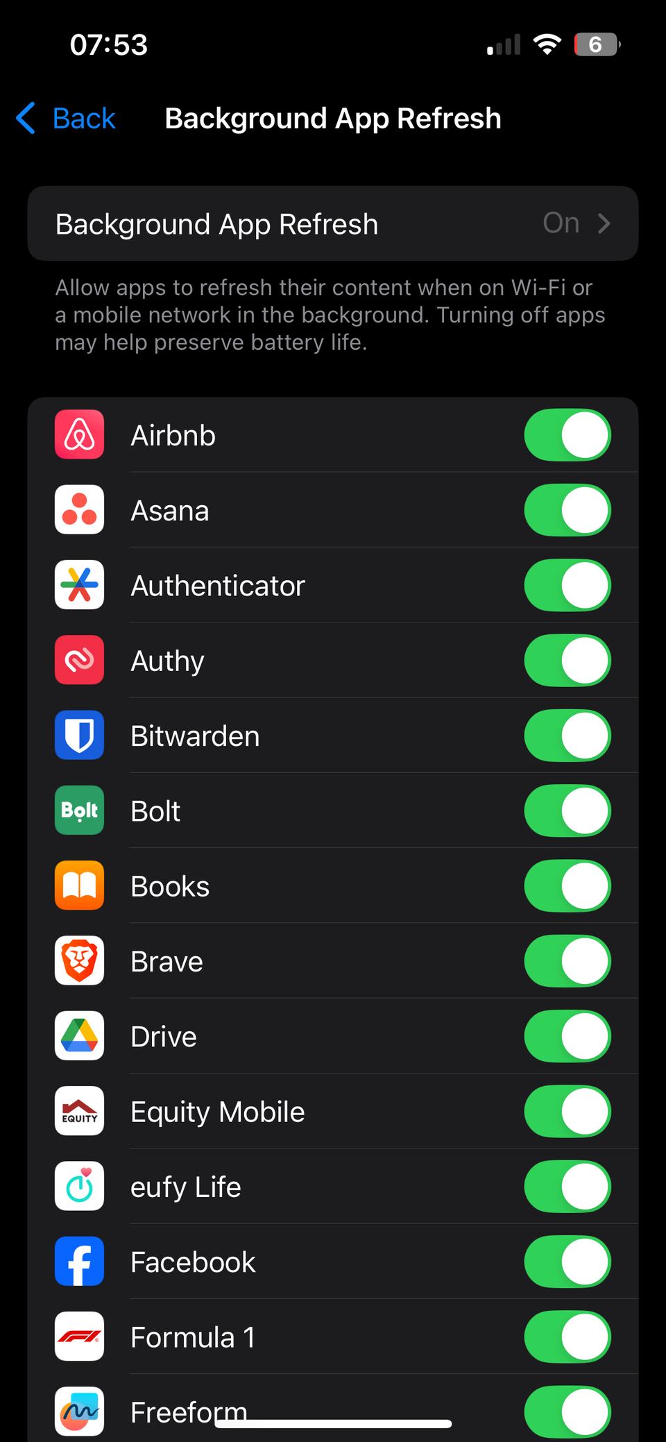 Страница Обновление контента в настройках iPhone