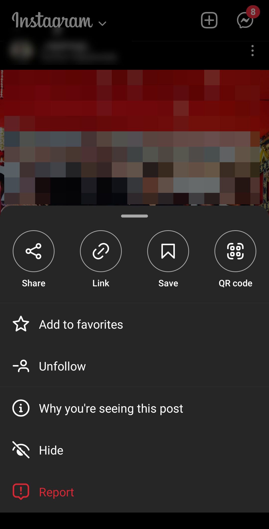why you are seeing this post option on Instagram