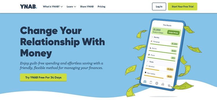 Скриншот главной страницы YNAB
