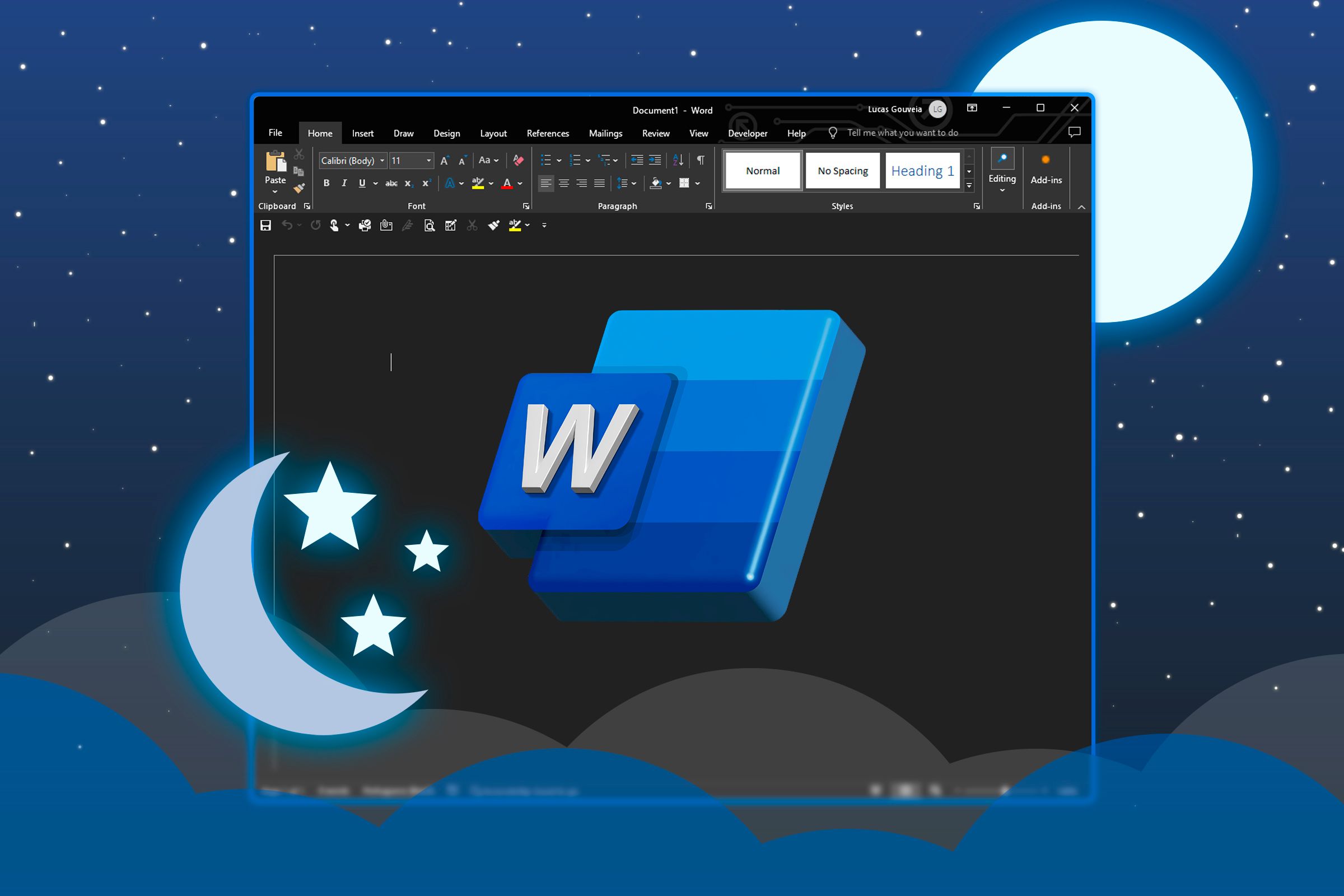 Переключить тёмный режим в Word и сохранить белую страницу