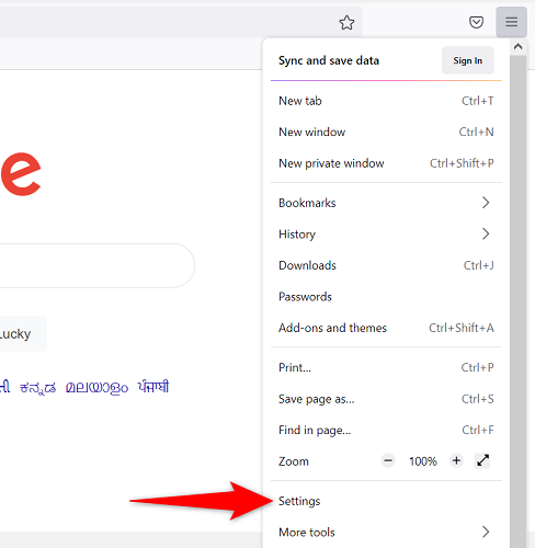 Нажмите «Настройки» в меню.