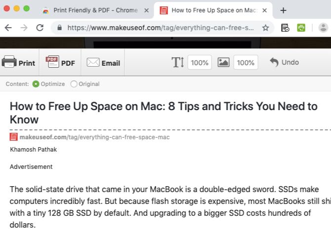 Использование Print Friendly & PDF в Chrome для конвертации веб-страниц