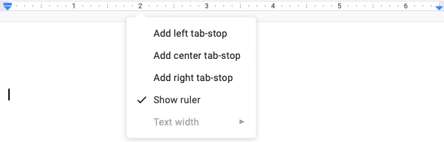 Доступные типы табуляций в Google Docs