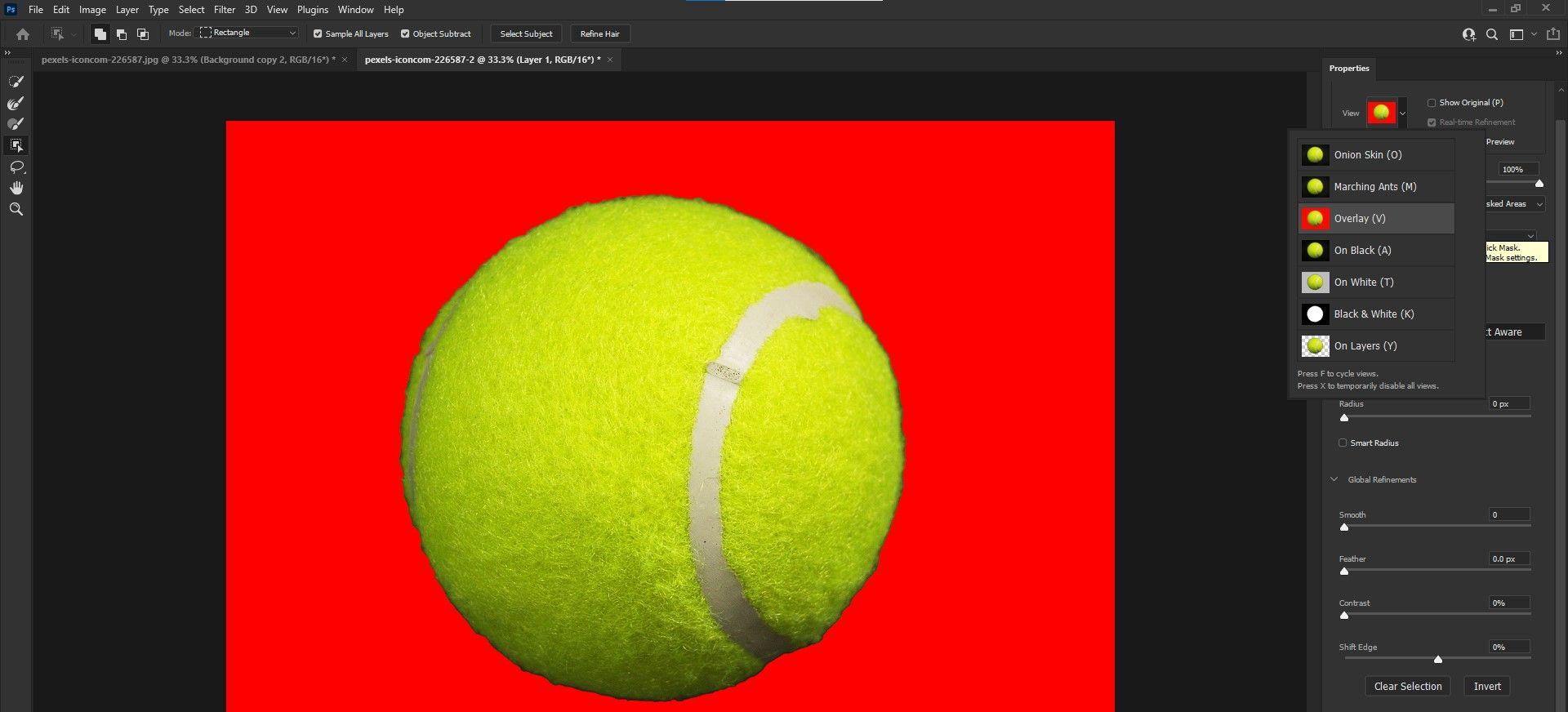 Шаг 4: Красное наложение для просмотра маски