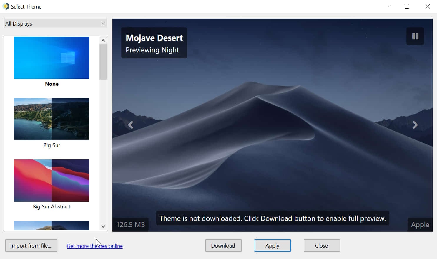 Выбор темы динамических обоев в WinDynamicDesktop