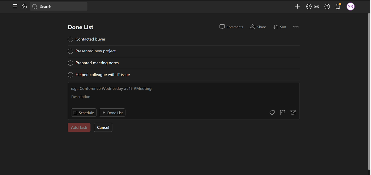 Скриншот списка выполненных задач в Todoist