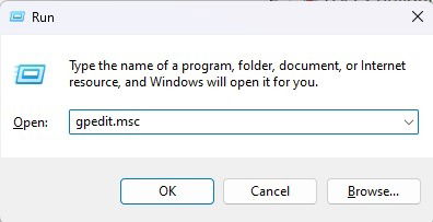 Открытие редактора локальной групповой политики.