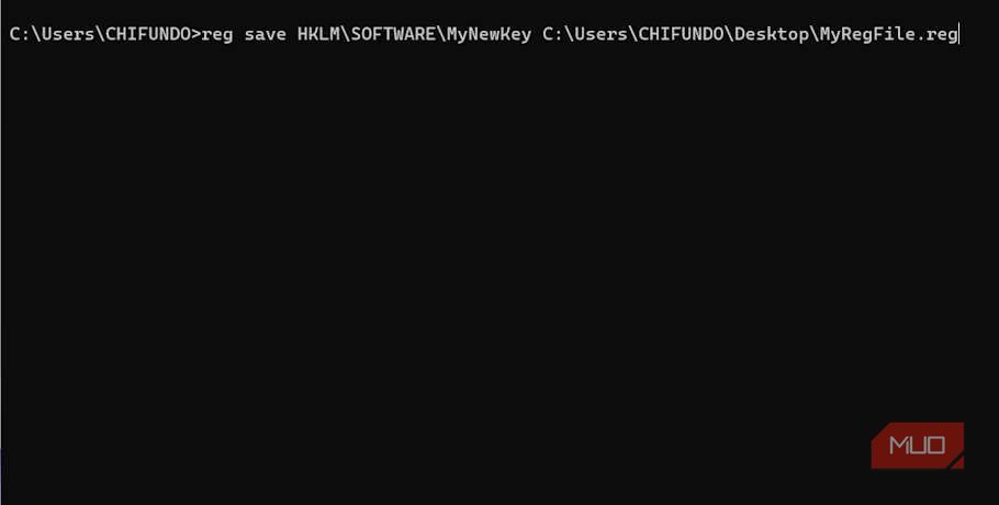 Сохранение ключа в файл формата hive через Командную строку