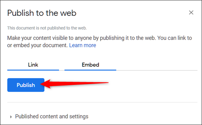 Нажмите «Опубликовать».