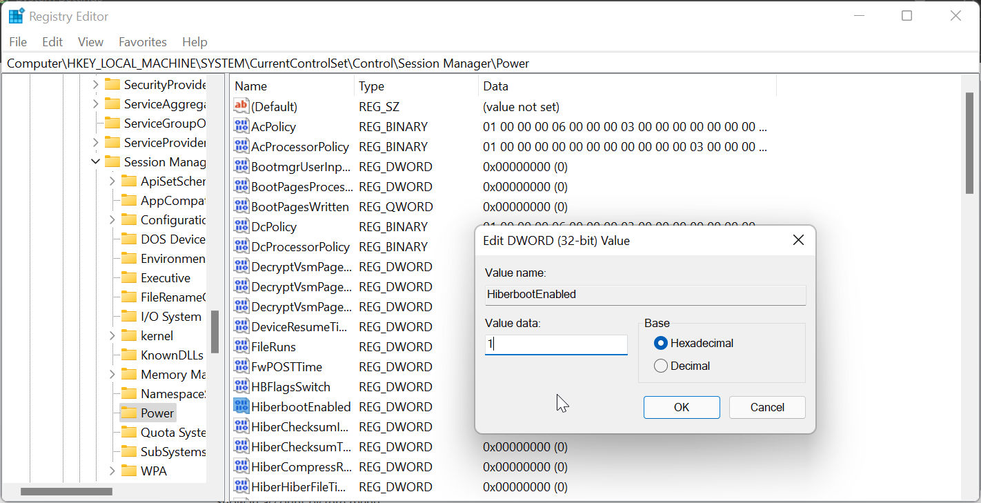 редактор реестра для быстрого запуска