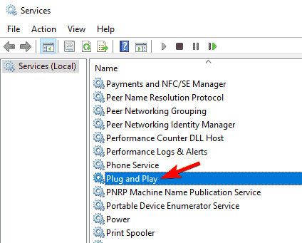 Служба Plug and Play в списке служб Windows