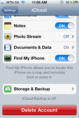 Подтверждение включения службы «Найти»