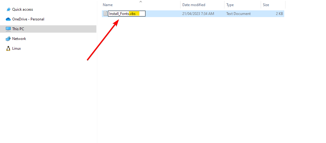 Окно переименования файла в Windows