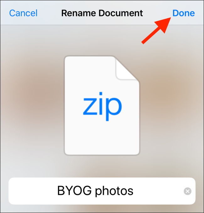 Поле для ввода нового имени ZIP файла