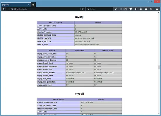 PHP с MySQL на Lighttpd.