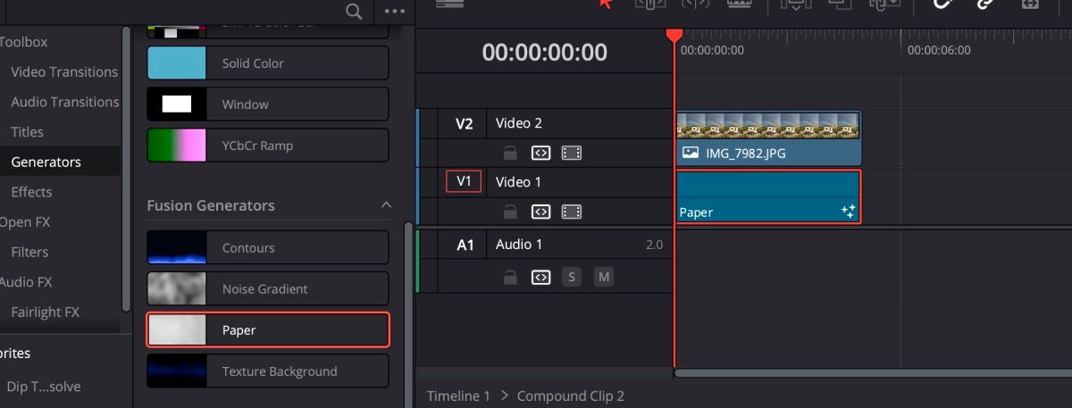 Применение эффекта Paper к Compound Clip