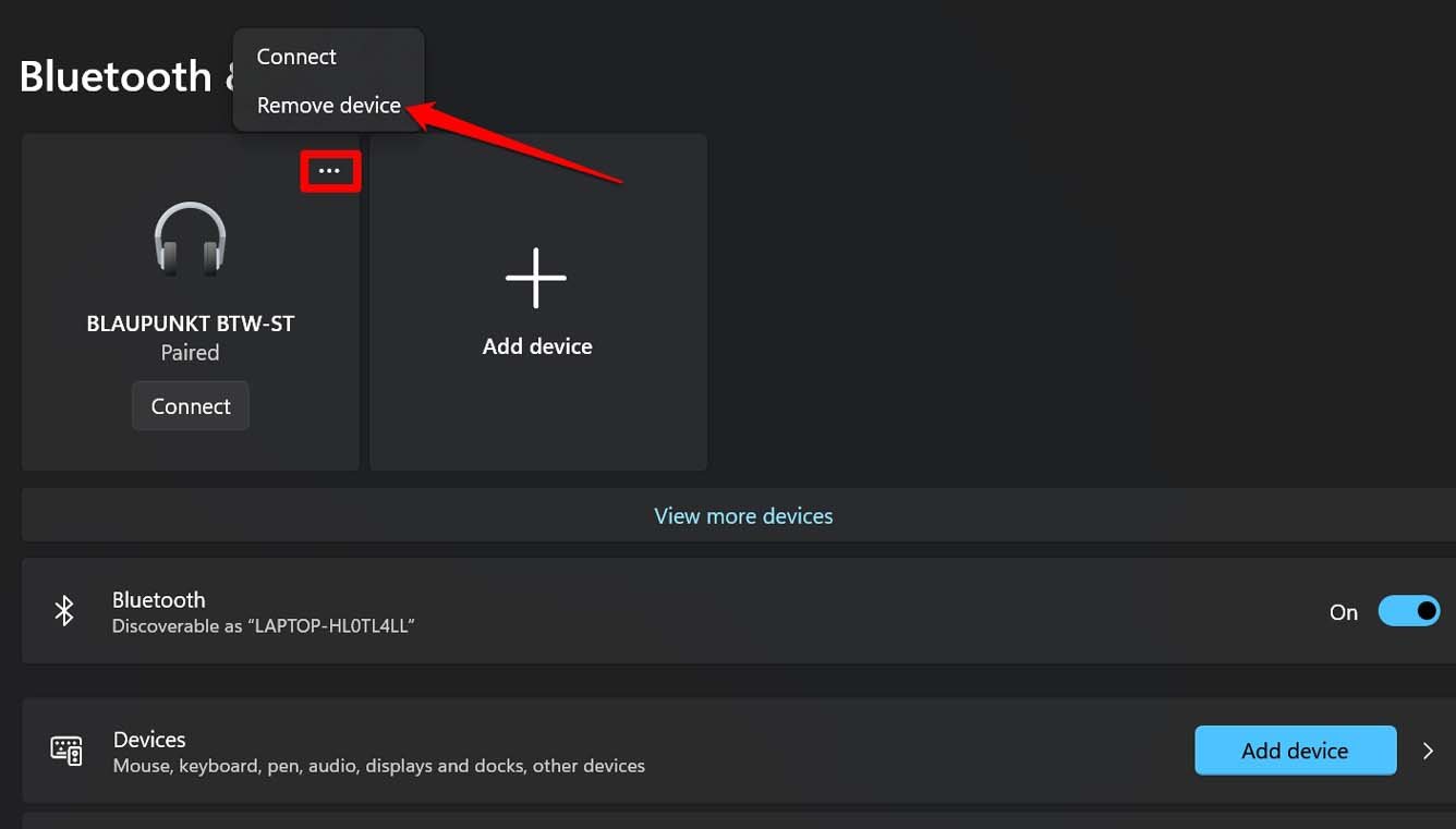 Удаление Bluetooth-устройства из Windows