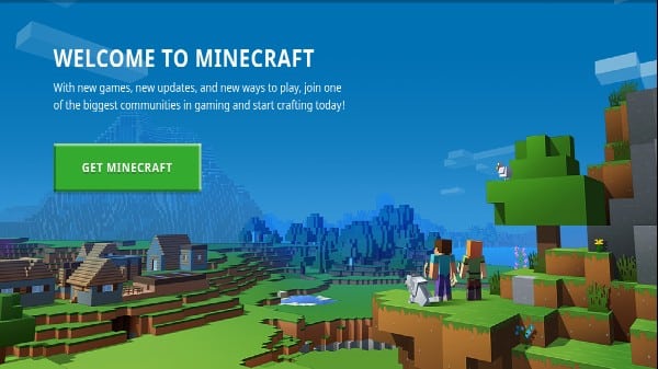 Страница Mojang с предложением получить копию Minecraft для Windows 10