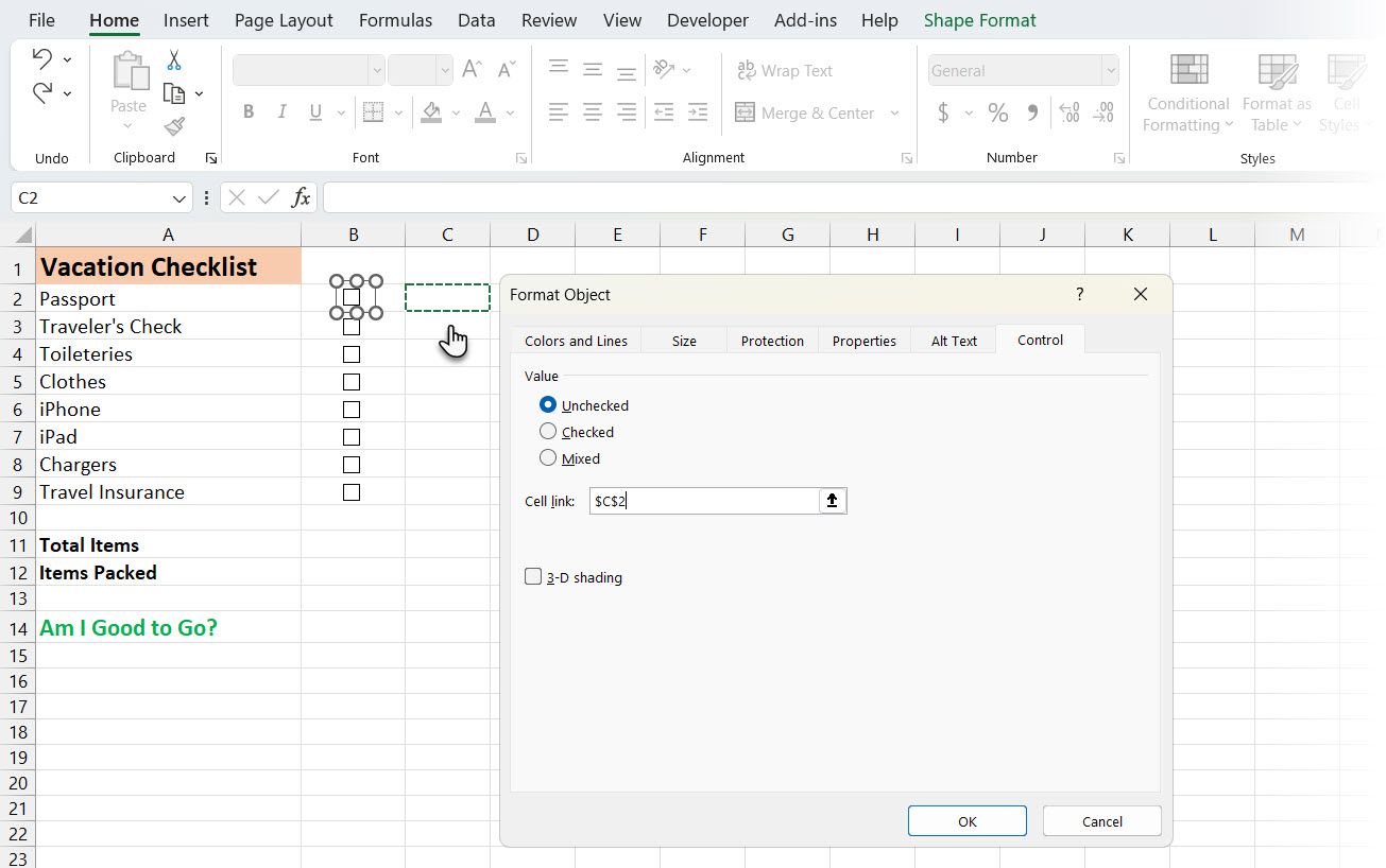 Ячейка с ссылкой на состояние флажка (TRUE/FALSE)
