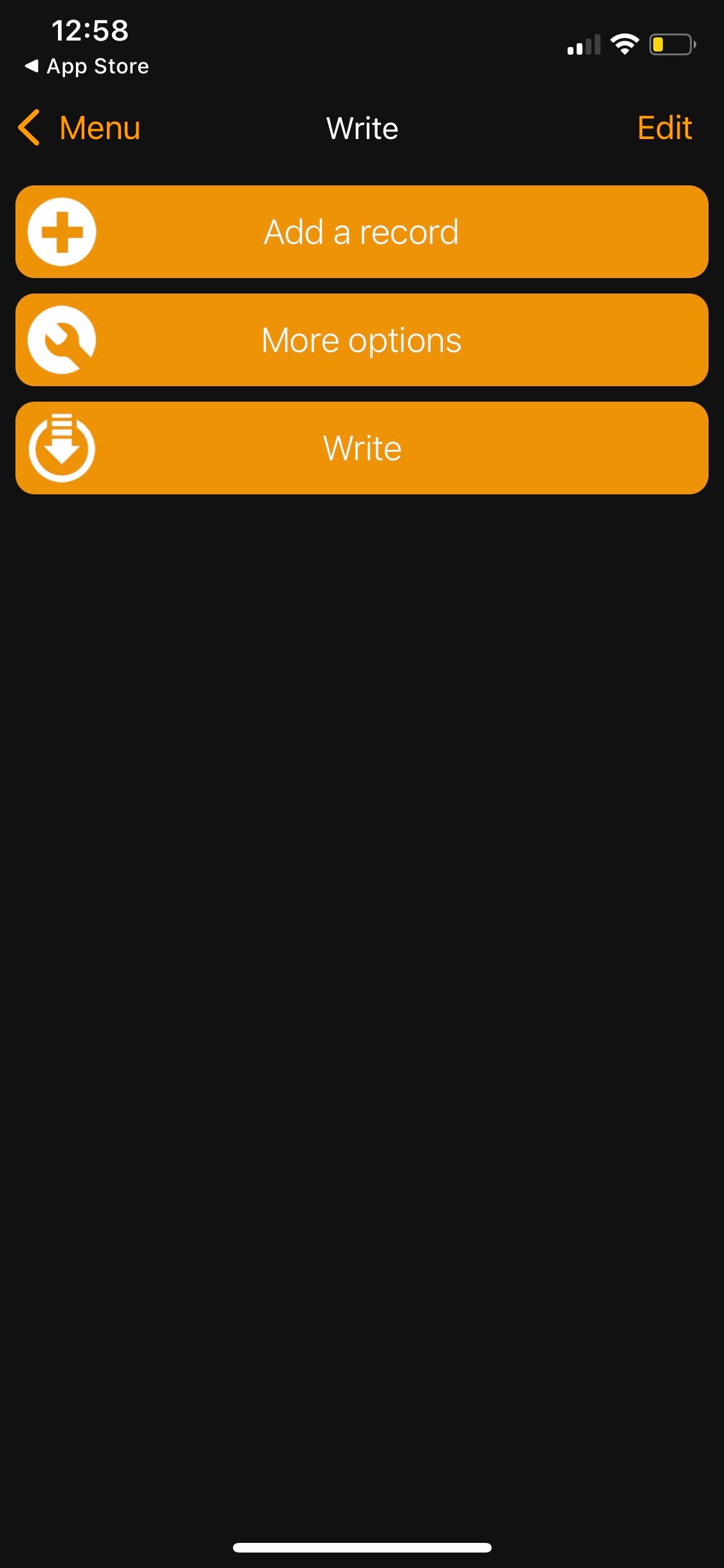 Скриншот экрана записи в приложении NFC Tools.