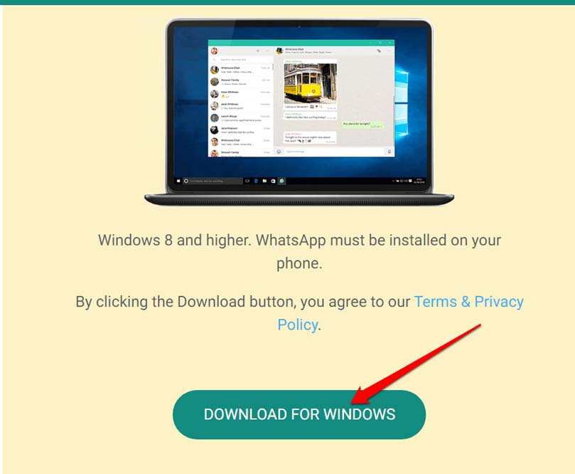 Скачивание WhatsApp для Windows с официального сайта