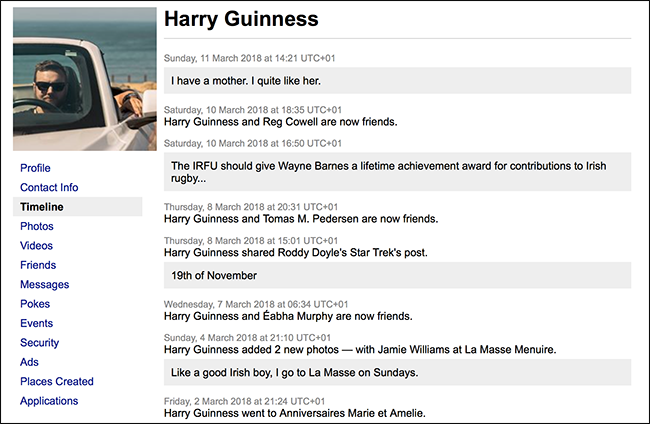 Секция с постами и активностью, формирующая временную ленту