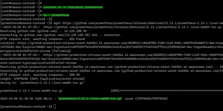 Загрузка исходников Prometheus командой wget