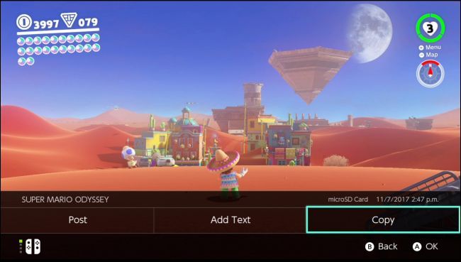 Кнопка копирования файла между памятью и картой