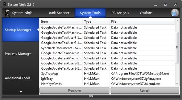 System Ninja — интерфейс и менеджер автозагрузки