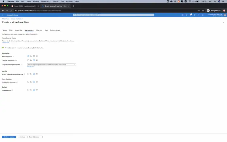 Вкладка Advanced для дополнительных параметров VM